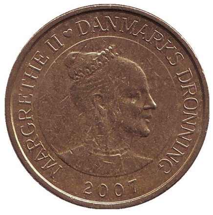 Монета 20 крон. 2007 год, Дания. Ледокол. Монета 20 крон. 2007 год, Дания. Ледокол.