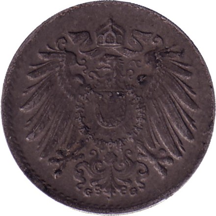 Монета 5 пфеннигов. 1919 год (G), Германская империя. Монета 5 пфеннигов. 1919 год (G), Германская империя.