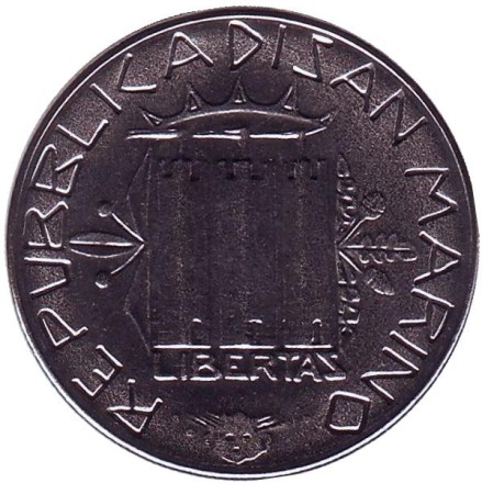 Монета 100 лир. 1985 год, Сан-Марино. Борьба с наркотиками.