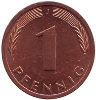 Монета 1 пфенниг. 1994 год (J), ФРГ. Дубовые листья. Монета 1 пфенниг. 1994 год (J), ФРГ. Дубовые листья.