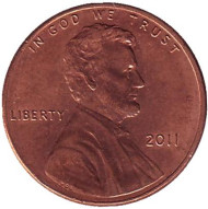 Монета 1 цент. 2011 год (P), США. Монета 1 цент. 2011 год (P), США.