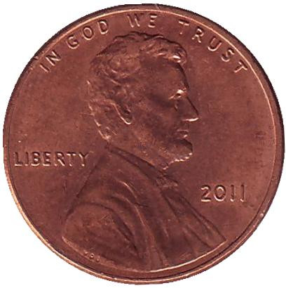 Монета 1 цент. 2011 год (P), США.