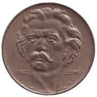 Монета 300 рейсов. 1937 год, Бразилия. Антонио Карлос Гомес. Лира. Монета 300 рейсов. 1937 год, Бразилия. Антонио Карлос Гомес. Лира.