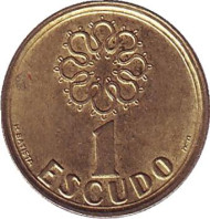 Монета 1 эскудо. 1996 год, Португалия.