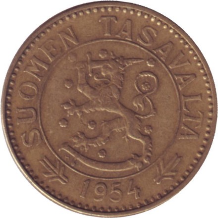 Монета 50 марок. 1954 год, Финляндия. Тип 2. Монета 50 марок. 1954 год, Финляндия. Тип 2.