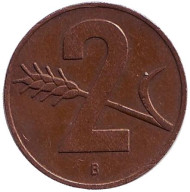 Монета 2 раппена. 1957 год, Швейцария. Монета 2 раппена. 1957 год, Швейцария.