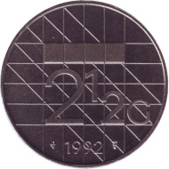 Монета 2,5 гульдена. 1992 год, Нидерланды. BU. Монета 2,5 гульдена. 1992 год, Нидерланды. BU.