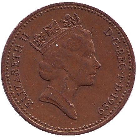 Монета 1 пенни. 1989 год, Великобритания.