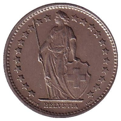 Монета 1/2 франка. 1969 год, Швейцария.