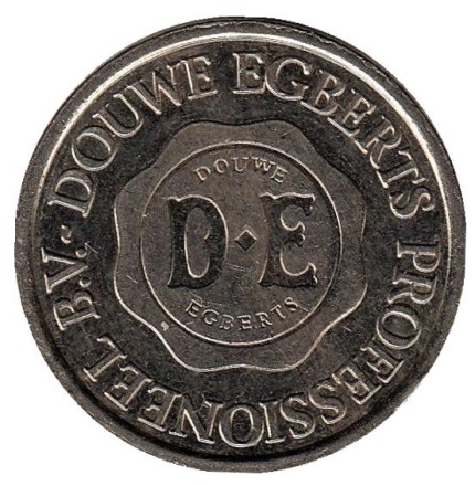 D.E. (DE). Douwe Egberts. Жетон кофейного автомата, Нидерланды. (Белый металл) D.E. (DE). Douwe Egberts. Жетон кофейного автомата, Нидерланды. (Белый металл)