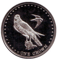 Монета 1 крона. 2009 год, Тристан-да-Кунья. Сокол. Остров Гоф. Монета 1 крона. 2009 год, Тристан-да-Кунья. Сокол. Остров Гоф.