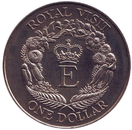 Монета 1 доллар. 1986 год, Новая Зеландия. Королевский визит.