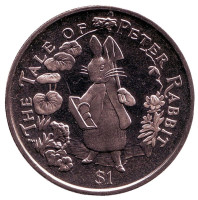 Кролик Питер. Монета 1 доллар. 2004 год, Британские Виргинские острова.