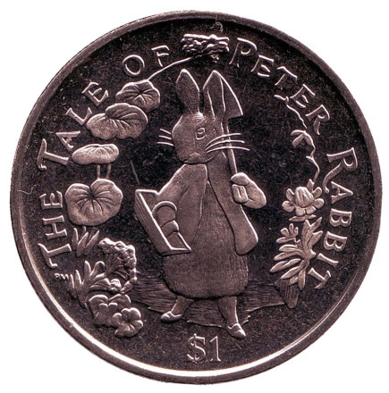 Монета 1 доллар. 2004 год, Британские Виргинские острова. Кролик Питер.