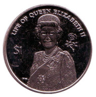 Монета 1 доллар. 2012 год, Британские Виргинские острова. Жизнь королевы Елизаветы II. Портрет. Монета 1 доллар. 2012 год, Британские Виргинские острова. Жизнь королевы Елизаветы II. Портрет.