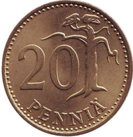 Монета 20 пенни. 1987 год, Финляндия. (N). UNC.