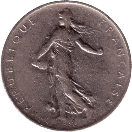 Монета 1 франк. 1965 год, Франция. Тип 2.