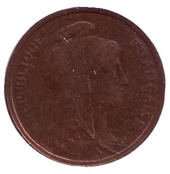 Монета 1 сантим. 1911 год, Франция.