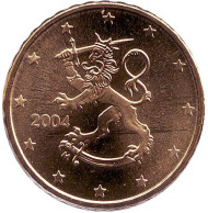 Монета 10 центов. 2004 год, Финляндия. Монета 10 центов. 2004 год, Финляндия.