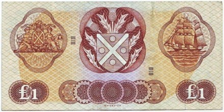 Банкнота 1 фунт. 1969 год, Шотландия. Банкнота 1 фунт. 1969 год, Шотландия.