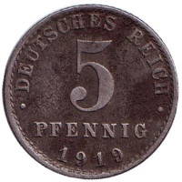 5 пфеннигов. 1919 (А) год, Германская империя.