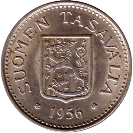 Монета 100 марок, 1956 год, Финляндия. Монета 100 марок, 1956 год, Финляндия.