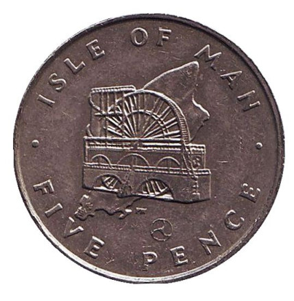Монета 5 пенсов. 1979 год, Остров Мэн. (Отметка: "AB") Колесо Лакси.