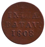 Монета 1 дуит. (1/16 гульдена). 1808 год, Голландская Ост-Индия. Монета 1 дуит. (1/16 гульдена). 1808 год, Голландская Ост-Индия.