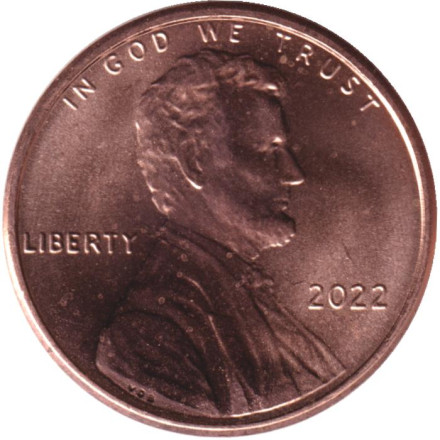 Монета 1 цент. 2022 год (P), США. 