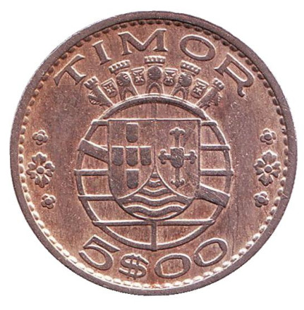 Монета 5 эскудо 1970 год, Португальский Тимор.