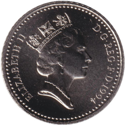 Монета 5 пенсов. 1994 год, Великобритания. BU.
