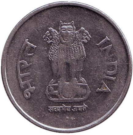 Монета 1 рупия. 1993 год, Индия. ("♦" - Бомбей).