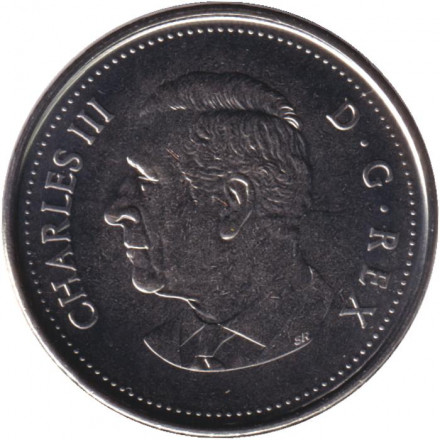 Монета 5 центов. 2024 год, Канада. Бобр. Карл III.