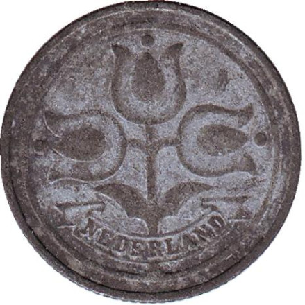 Монета 10 центов. 1943 год, Нидерланды. Состояние - F.