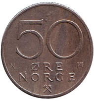 Монета 50 эре. 1982 год, Норвегия. Монета 50 эре. 1982 год, Норвегия.