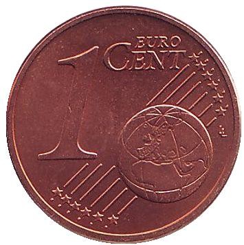 Монета 1 цент. 2002 год (J), Германия.