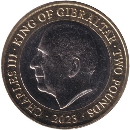 Монета 2 фунта. 2023 год, Гибралтар. Монета 2 фунта. 2023 год, Гибралтар.
