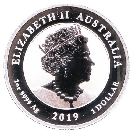 Монета 1 доллар. 2019 год, Австралия. Два дракона.