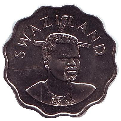 Монета 5 центов. 1999 год, Свазиленд. Орхидея.