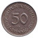 Монета 50 пфеннигов. 1989 (F) год, ФРГ. Женщина, сажающая дуб. Монета 50 пфеннигов. 1989 (F) год, ФРГ. Женщина, сажающая дуб.