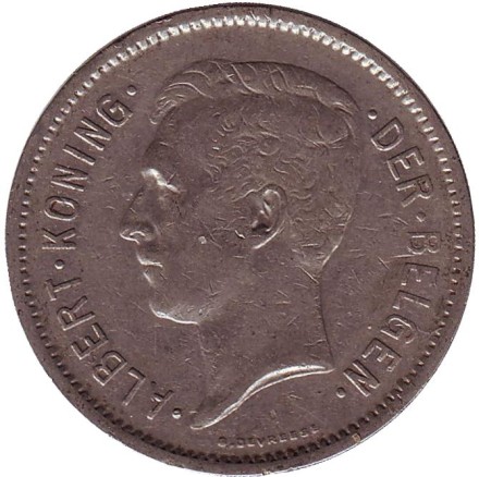 Монета 5 франков. 1930 год, Бельгия. (Der Belgen) Монета 5 франков. 1930 год, Бельгия. (Der Belgen)