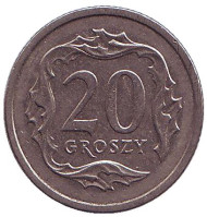 Монета 20 грошей. 2001 год, Польша. Монета 20 грошей. 2001 год, Польша.