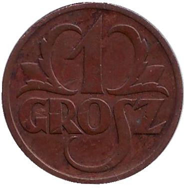 Монета 1 грош. 1939 год, Польша.