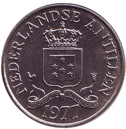 Монета 25 центов, 1977 год, Нидерландские Антильские острова.