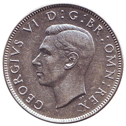 Монета 2 шиллинга. 1945 год, Великобритания. Монета 2 шиллинга. 1945 год, Великобритания.