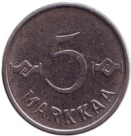 Монета 5 марок. 1954 год, Финляндия. Монета 5 марок. 1954 год, Финляндия.