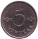 Монета 5 марок. 1954 год, Финляндия.