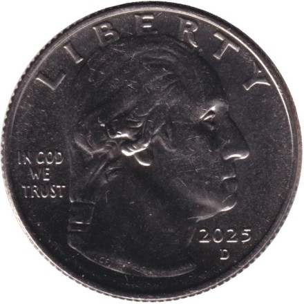 Монета 25 центов. 2025 год (D), США. Стейси Парк Милберн. Серия "Американские женщины".