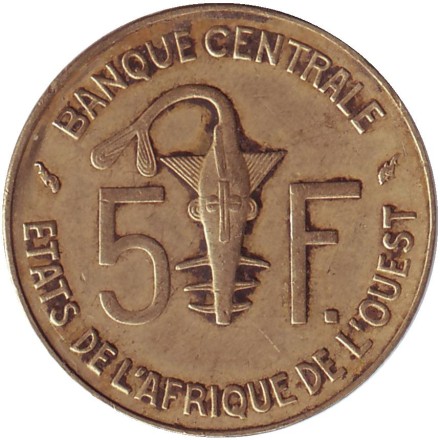 Монета 5 франков. 1978 год, Западные Африканские Штаты.