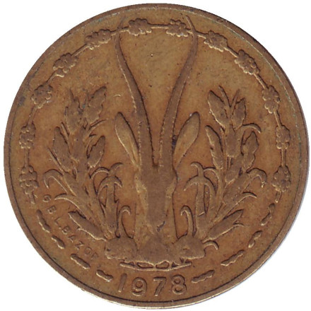 Монета 5 франков. 1978 год, Западные Африканские Штаты.